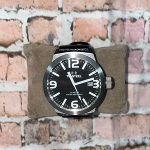 TW Steel Mens Watch Black Leather Band